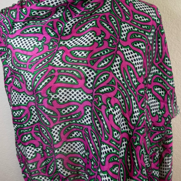 J Crew Colorful Pink White Black Polka Dot Abstract Long Floral Print Scarf - Picture 5 of 7